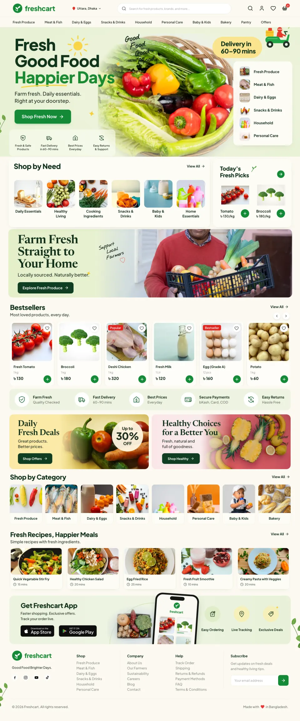 freshcart: Home on a laptop